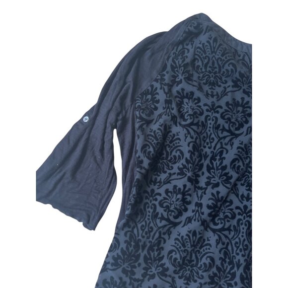 Nine West Crushed Velvet Tunic Top Womens Medium Black Whimsigoth Holiday Boho - Picture 3 of 11